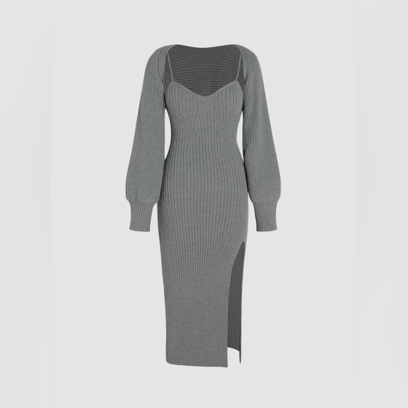 knit solid cami split midi dress & crop top Dresses | Knitted R3T20-050